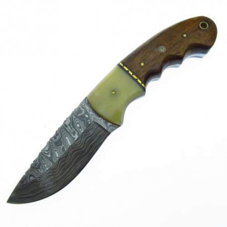 Dm1144 Dm Cuchillo De Caceria Hunter Acero Damasco Con Fda