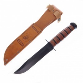 KA1217 KABAR USMC FULL PLAIN LEATHER ALTO CARBON FUNDA DE PIEL