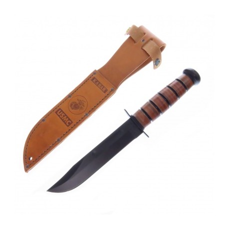 KA1217 KABAR USMC FULL PLAIN LEATHER ALTO CARBON FUNDA DE PIEL