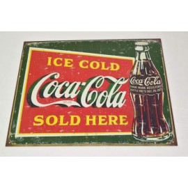 TSN1393 LETRERO LAMINA DECORATIVA COCA COLA ICE COLD