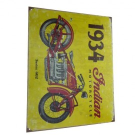 Tsn1929 Letrero Lamina Decorativa Indian Motorcycles 1934