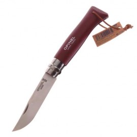 Op02213 Opinel N7 Borgoña Navaja Filo Plano Inoxidable